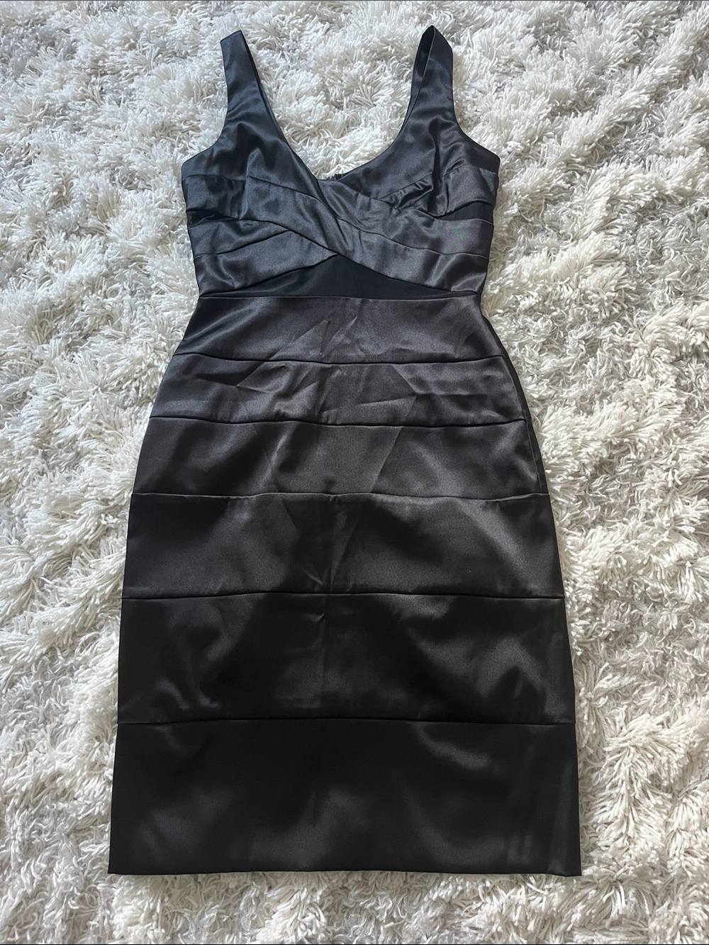 B Darlin Black Satin Tank Sheath Mini Dress